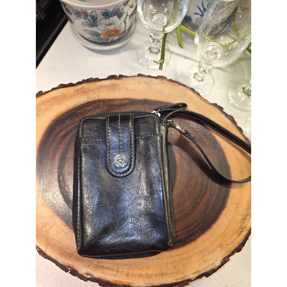 Relic Black Wristlet Vegan LeatherWallet w Zipper, Snap, Credit Card & ID Window